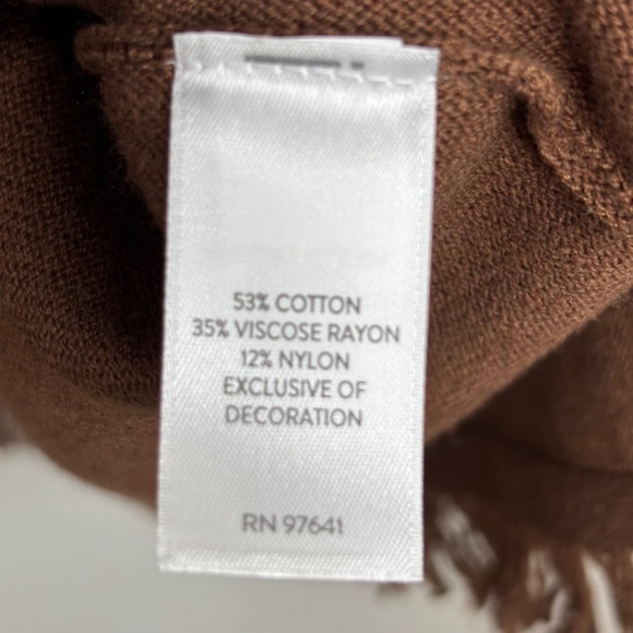 J Jill Fringe Tunic Sweater LP Chocolate Brown Boho Equestrian Western Old Money - Picture 8 of 12